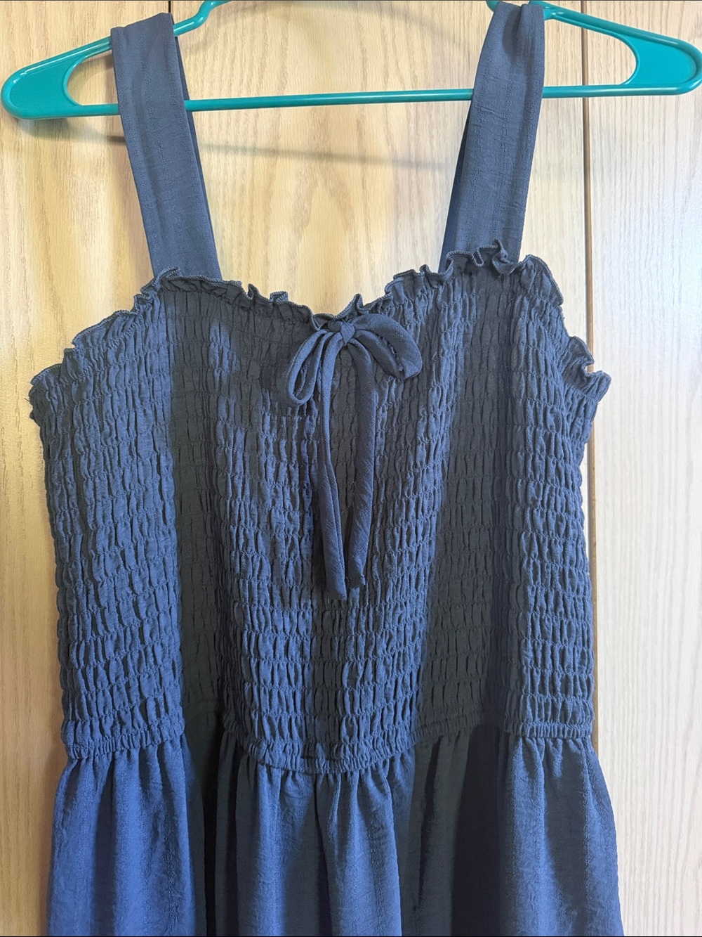 Smocked Square Neck Jumpsuit in Navy - Picture 3 of 5